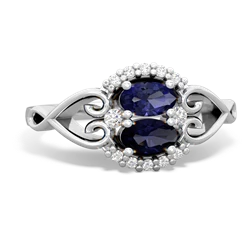 Lab Sapphire Love Nest 14K White Gold ring R5860