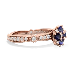 Lab Sapphire Sparkling Tiara Cluster 14K Rose Gold ring R26293RD