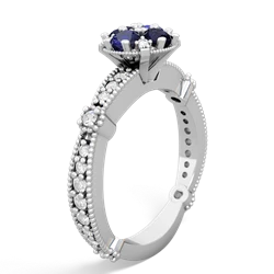 Lab Sapphire Sparkling Tiara Cluster 14K White Gold ring R26293RD