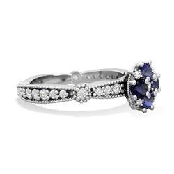 Lab Sapphire Sparkling Tiara Cluster 14K White Gold ring R26293RD