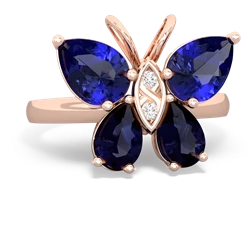 Lab Sapphire Butterfly 14K Rose Gold ring R2215