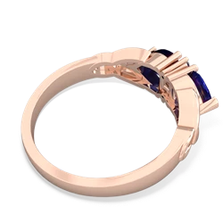 Lab Sapphire Celtic Knot Double Heart 14K Rose Gold ring R5040