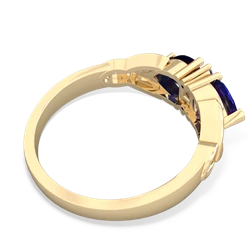 Lab Sapphire Celtic Knot Double Heart 14K Yellow Gold ring R5040