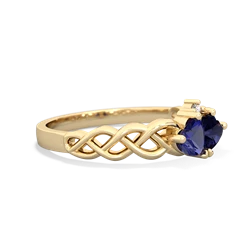 Lab Sapphire Heart To Heart Braid 14K Yellow Gold ring R5870