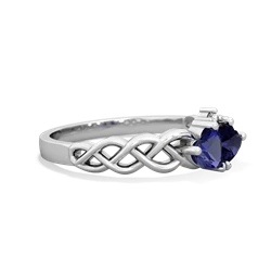 Lab Sapphire Heart To Heart Braid 14K White Gold ring R5870