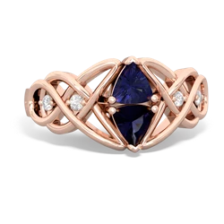 Lab Sapphire Keepsake Celtic Knot 14K Rose Gold ring R5300