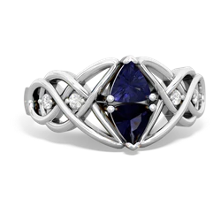 Lab Sapphire Keepsake Celtic Knot 14K White Gold ring R5300