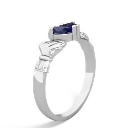 Lab Sapphire 'Our Heart' Claddagh 14K White Gold ring R2388