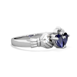 Lab Sapphire 'Our Heart' Claddagh 14K White Gold ring R2388