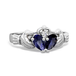 Lab Sapphire 'Our Heart' Claddagh 14K White Gold ring R2388