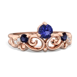 Lab Sapphire Crown Keepsake 14K Rose Gold ring R5740