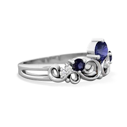 Lab Sapphire Crown Keepsake 14K White Gold ring R5740