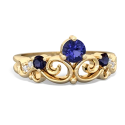 Lab Sapphire Crown Keepsake 14K Yellow Gold ring R5740