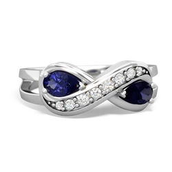 Lab Sapphire Diamond Infinity 14K White Gold ring R5390