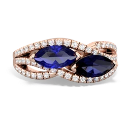 Lab Sapphire Diamond Rivers 14K Rose Gold ring R3070