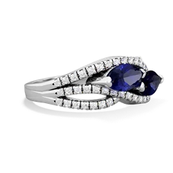 Lab Sapphire Diamond Rivers 14K White Gold ring R3070