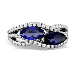 Lab Sapphire Diamond Rivers 14K White Gold ring R3070