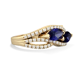 Lab Sapphire Diamond Rivers 14K Yellow Gold ring R3070