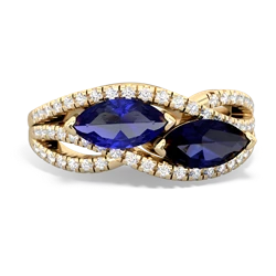 Lab Sapphire Diamond Rivers 14K Yellow Gold ring R3070