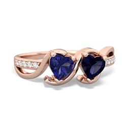 Lab Sapphire Side By Side 14K Rose Gold ring R3090