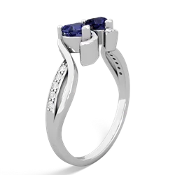 Lab Sapphire Side By Side 14K White Gold ring R3090