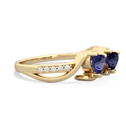 Lab Sapphire Side By Side 14K Yellow Gold ring R3090