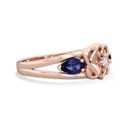 Lab Sapphire Hearts Intertwined 14K Rose Gold ring R5880