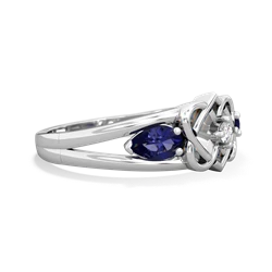 Lab Sapphire Hearts Intertwined 14K White Gold ring R5880