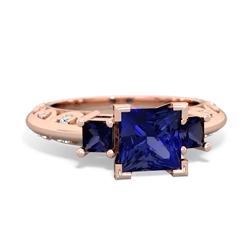 Lab Sapphire Eternal Embrace Engagement 14K Rose Gold ring C2001