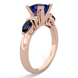 Lab Sapphire 6Mm Princess Eternal Embrace Engagement 14K Rose Gold ring C2002