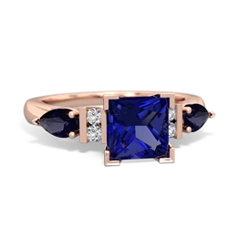 Lab Sapphire 6Mm Princess Eternal Embrace Engagement 14K Rose Gold ring C2002