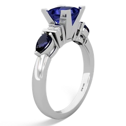 Lab Sapphire 6Mm Princess Eternal Embrace Engagement 14K White Gold ring C2002