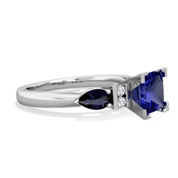 Lab Sapphire 6Mm Princess Eternal Embrace Engagement 14K White Gold ring C2002