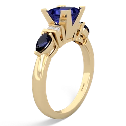 Lab Sapphire 6Mm Princess Eternal Embrace Engagement 14K Yellow Gold ring C2002