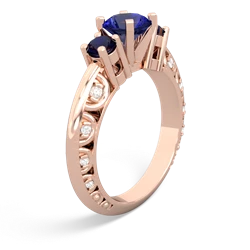 Lab Sapphire Art Deco Eternal Embrace Engagement 14K Rose Gold ring C2003