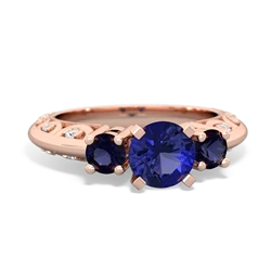 Lab Sapphire Art Deco Eternal Embrace Engagement 14K Rose Gold ring C2003