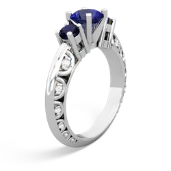 Lab Sapphire Art Deco Eternal Embrace Engagement 14K White Gold ring C2003