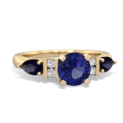 Lab Sapphire 6Mm Round Eternal Embrace Engagement 14K Yellow Gold ring R2005