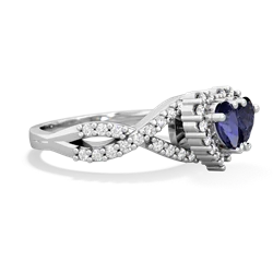 Lab Sapphire Diamond Twist 'One Heart' 14K White Gold ring R2640HRT