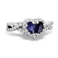 Lab Sapphire Diamond Twist 'One Heart' 14K White Gold ring R2640HRT