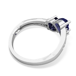 Lab Sapphire Snuggling Hearts 14K White Gold ring R2178