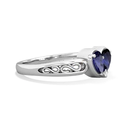 Lab Sapphire Filligree 'One Heart' 14K White Gold ring R5070