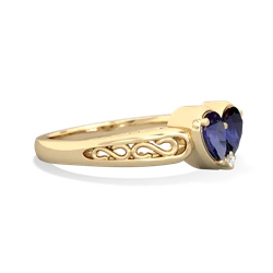 Lab Sapphire Filligree 'One Heart' 14K Yellow Gold ring R5070