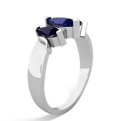 Lab Sapphire Three Peeks 14K White Gold ring R2433