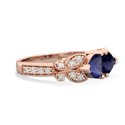 Lab Sapphire Diamond Butterflies 14K Rose Gold ring R5601