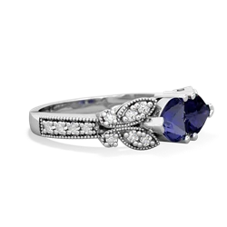 Lab Sapphire Diamond Butterflies 14K White Gold ring R5601