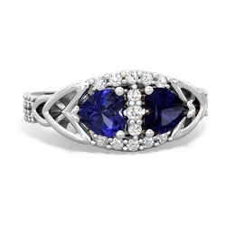 Lab Sapphire Sparkling Celtic Knot 14K White Gold ring R2645