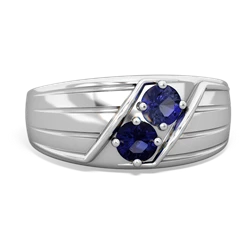 Lab Sapphire Men's Streamline 14K White Gold ring R0460