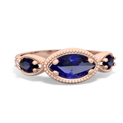 Lab Sapphire Milgrain Marquise 14K Rose Gold ring R5700