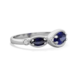 Lab Sapphire Milgrain Marquise 14K White Gold ring R5700